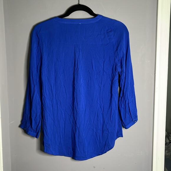 Lucky Brand Blue Pin Dot Tunic Blouse Size XS - Picture 6 of 7